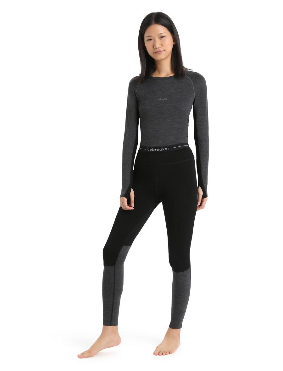 Women's Icebreaker 200 ZoneKnit™ Merino Leggings Base Layers Black / Jet Heather | CA 1099OKIR